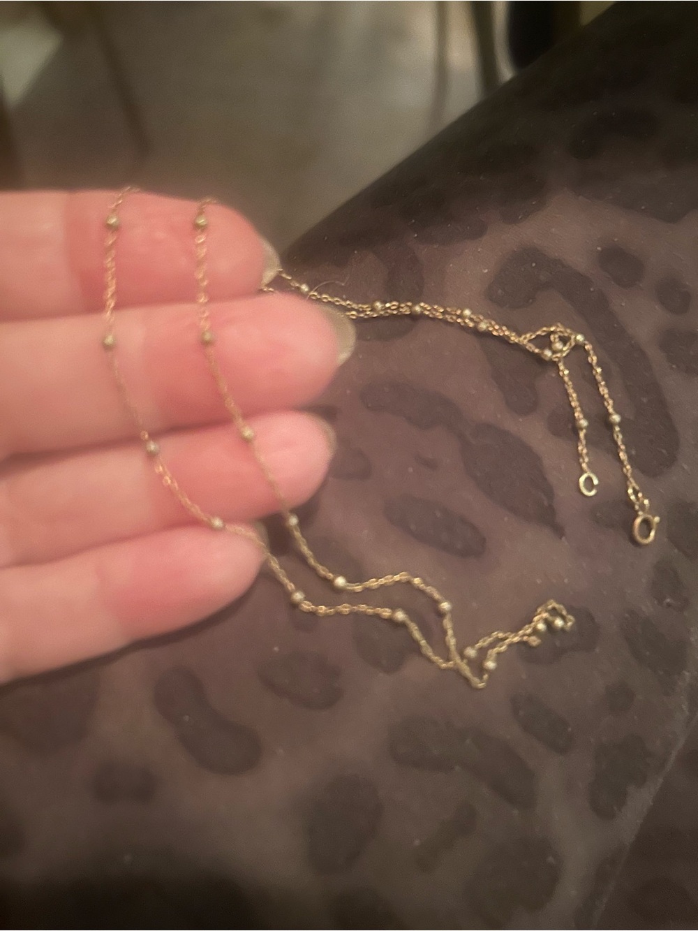 Delicate Gold Bead Station Necklace with silver beads - Women's Jewelry